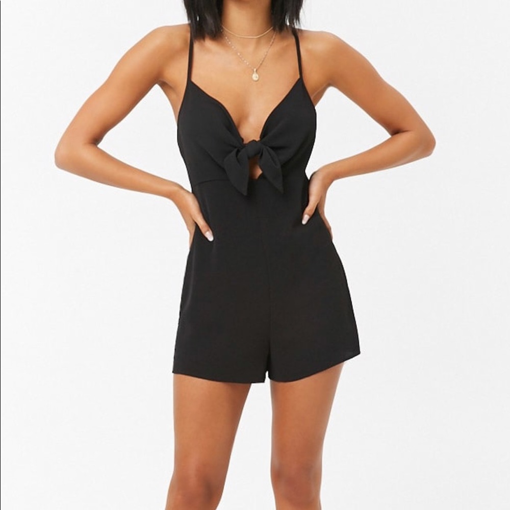 New with tags- black tie front romper
